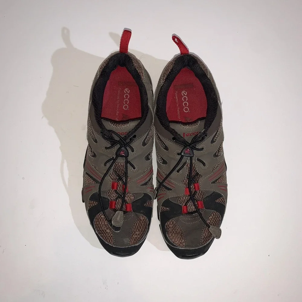ECCO Shoes Mens Size 10 Brown Mesh Hiking Trail Walking Sneakers Outdoor Grip